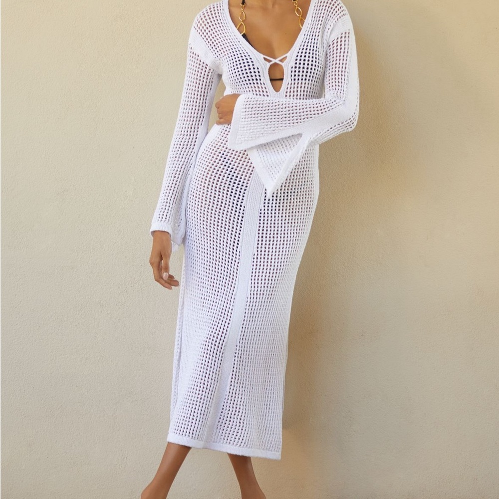 Anthropologie Net Cover-up dress / White Crochet Swim Cover-Up